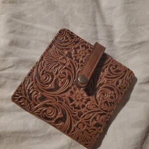 Justin Boots Floral Embossed Tan Wallet